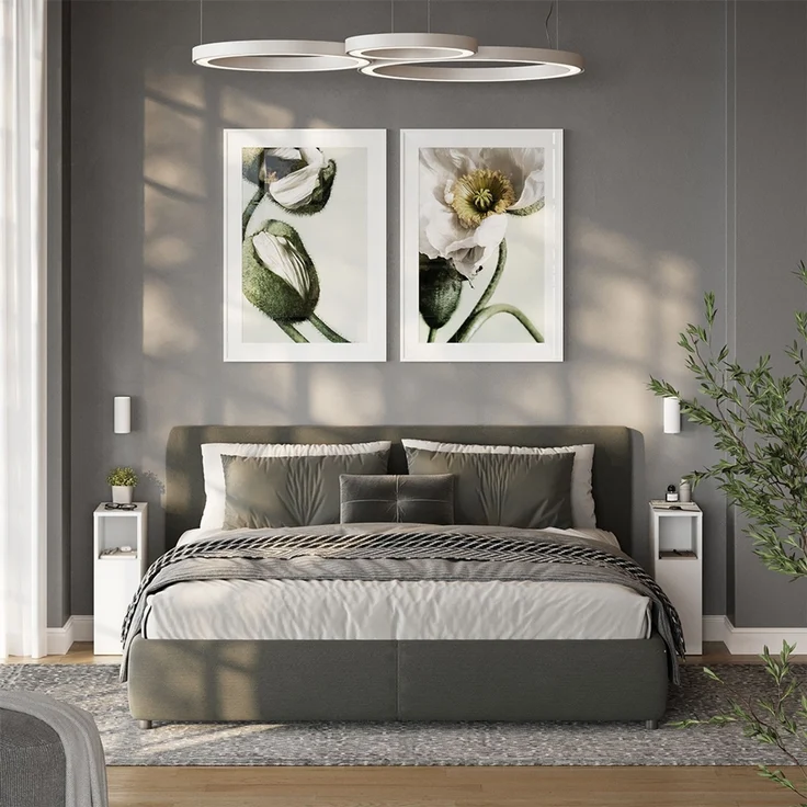 Nachttisch Enton Weiß 20 x 59.5 cm mit 1 Tür Vicco – Bild 6