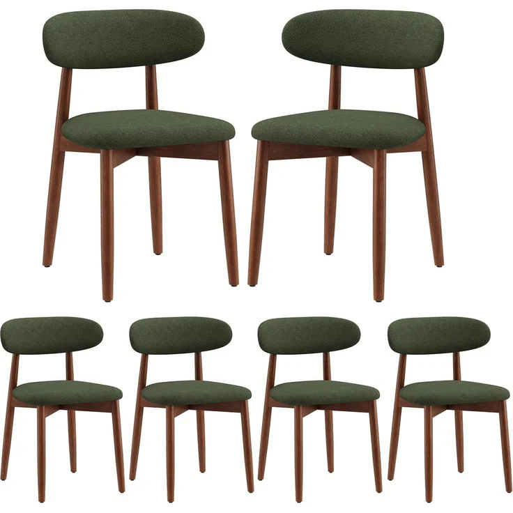 COLAMY Stühle Esszimmer 6er Set, Esszimmerstuhle Küchenstühle Hochdichter Schaumstoff, Atmungsaktives Gewebe Stoffbezug, Gepolsterte Sitzfläche, Sitzstuhl für Küche Wohnzimmer Haushalt & Café, Grün