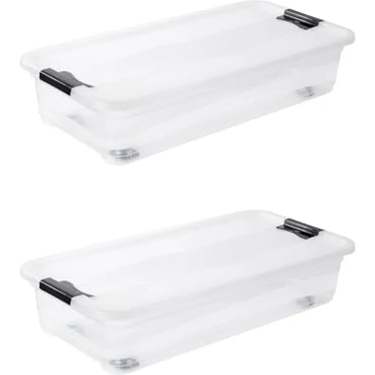 keeeper Aufbewahrungsbox Konrad, Box mit Rollen, 2er Set, 33 L, 79,5 x 39,5 x 18 cm (Set, 2 St), durch Clips verschließbar, Griffe und Rollen am Boden