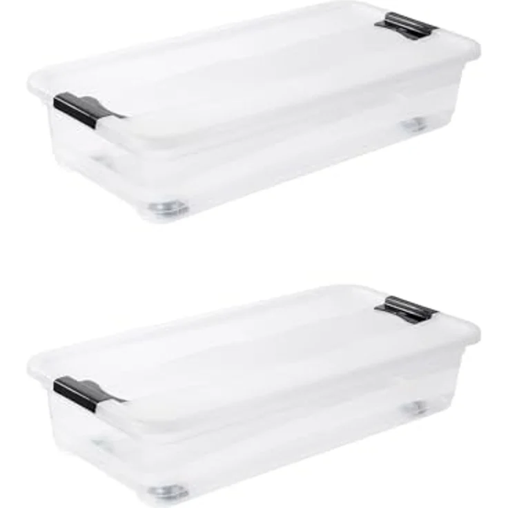 keeeper Aufbewahrungsbox Konrad, Box mit Rollen, 2er Set, 33 L, 79,5 x 39,5 x 18 cm (Set, 2 St), durch Clips verschließbar, Griffe und Rollen am Boden – Bild 1