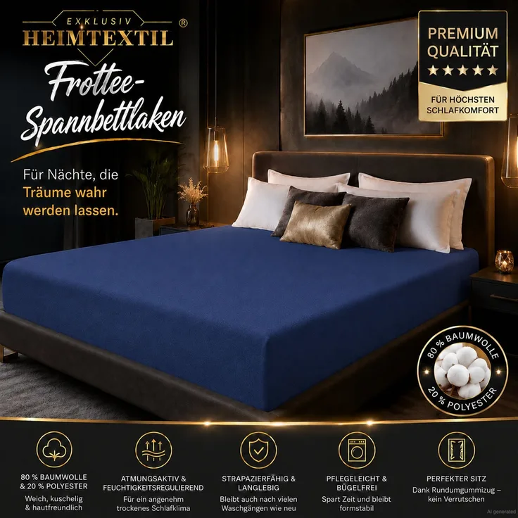Doppelpack Frottee Spannbettlaken 140 - 160 x 200 cm Navyblau