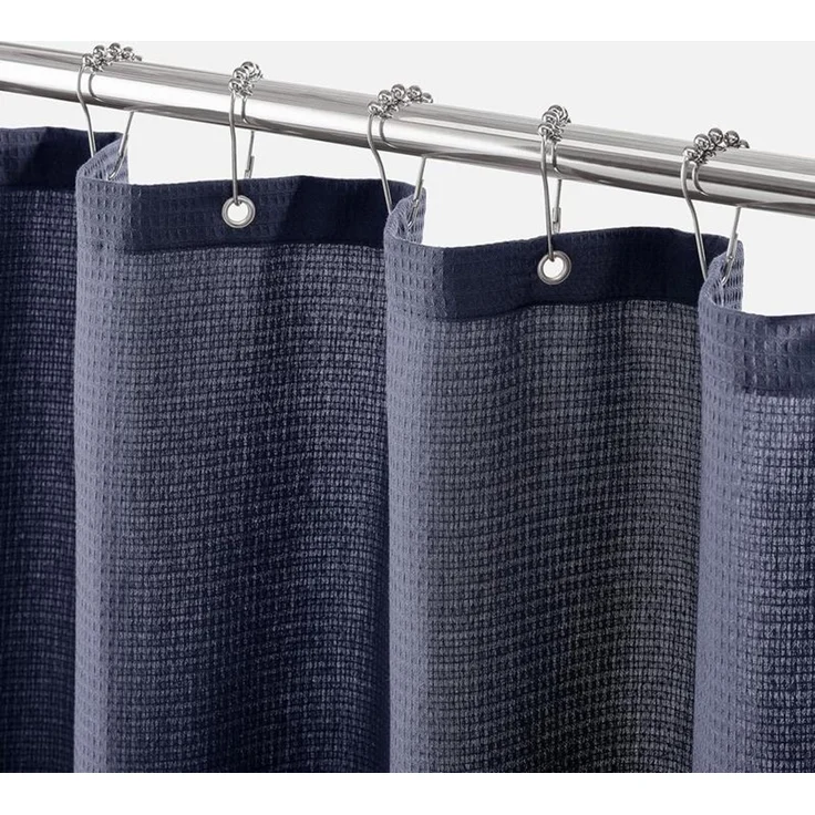mDesign Duschvorhang Badewannenvorhang Duschgardine wasserdicht Blau – Bild 1