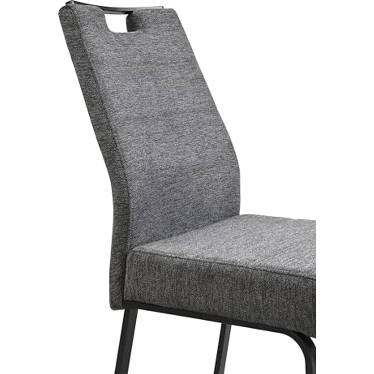 Hela Tische, Esszimmerstuhl Elvas, Bezug Webstoff Grau, Komfortsitz FEDERKORB, Lehne ergonomisch mit Griff, Flachrohrgestell, 140kg belastbar – Bild 14