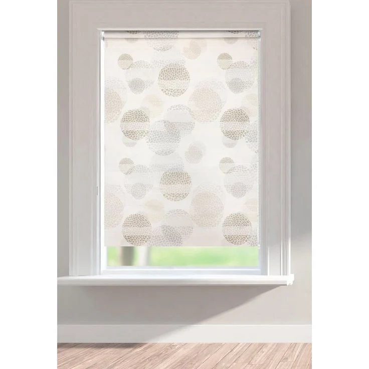 Doppelrollo Belem, my home, Lichtschutz, ohne Bohren, freihängend, Klemmfix, halbtransparent, im Fixmaß, Kreise, bedruckt, Klemmträger – Bild 1