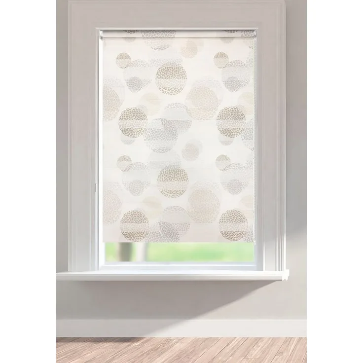 Doppelrollo Belem, my home, Lichtschutz, ohne Bohren, freihängend, Klemmfix, halbtransparent, im Fixmaß, Kreise, bedruckt, Klemmträger