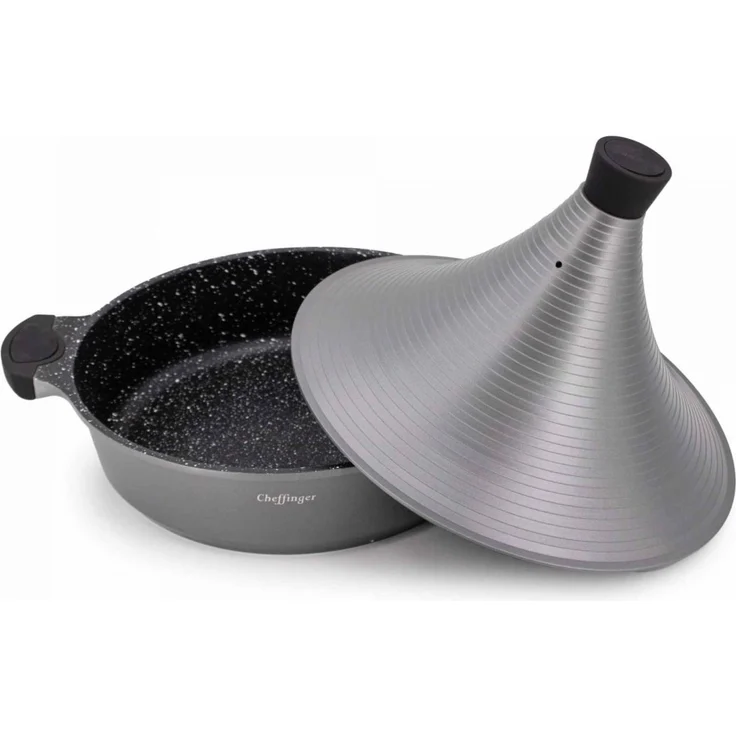 Aluguss Tajine Tagine Ø28cm Induktion Silikongriffe Gartopf Dampfgarer Bräte Grau – Bild 2
