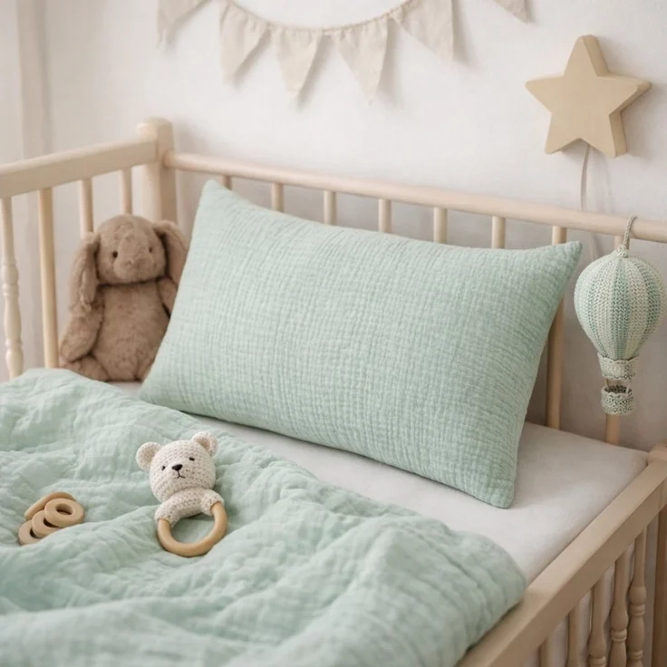 BABEES Kissenbezüge 2-er Set Kissenbezug 40x60 / 30x50 cm 100% Musselin Baumwolle 150 g/qm, Kissenbezüge Kissenhülle Kinderbettwäsche Kinderzimmer Creme Beige – Bild 2