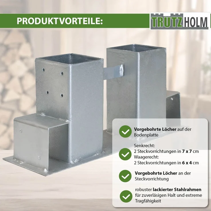 4er Set Holzstapelhilfe feuerverzinkter Stahl 34x10x15 cm Holzstapelhalter – Bild 7