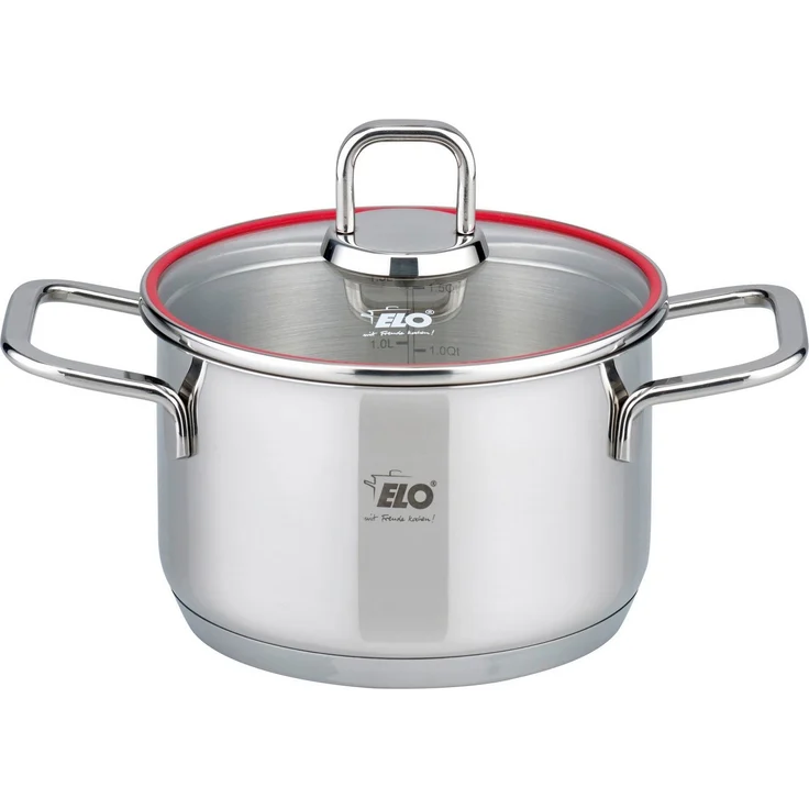 Elo Topf-Set Excellent, Edelstahl 18/10 (Set, 6-tlg, Bratentopf Ø 20 cm, je 1 Fleischtopf Ø 16/20/24 cm, Kasserolle Ø 16 cm), inkl. Untersetzer, mit Literskala, Induktion – Bild 3