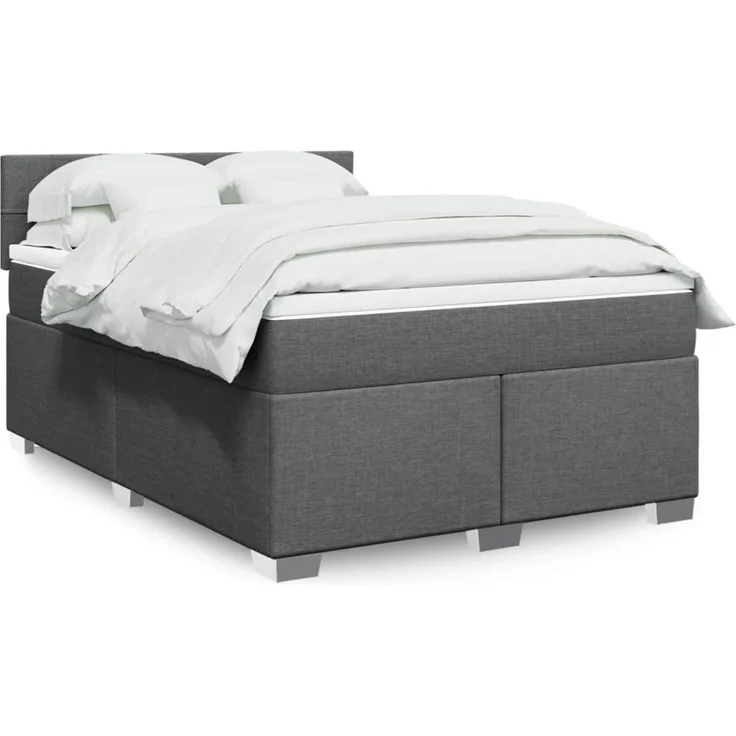 vidaXL Boxspringbett mit Matratze Dunkelgrau 140x200 cm Stoff 3285912 – Bild 1