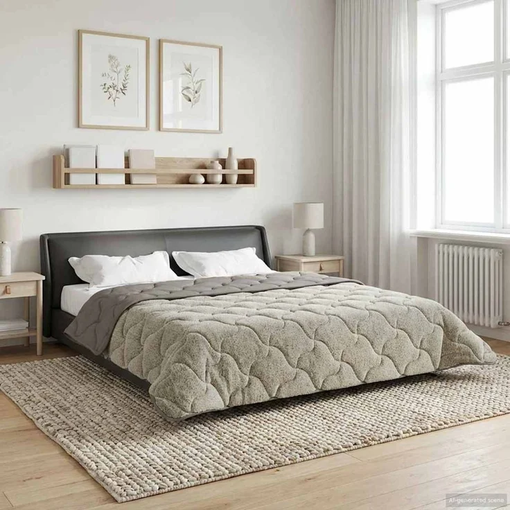 vidaXL Winterbettdecke Gepolstert Hellgrau 200x200 cm 42026316 – Bild 1