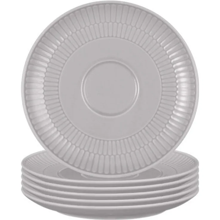 Seltmann Weiden Amina Kombi-Untertassen, grau, 6er Set, Ø 16 cm, spülmaschinen- und mikrowellengeeignet, Keramik