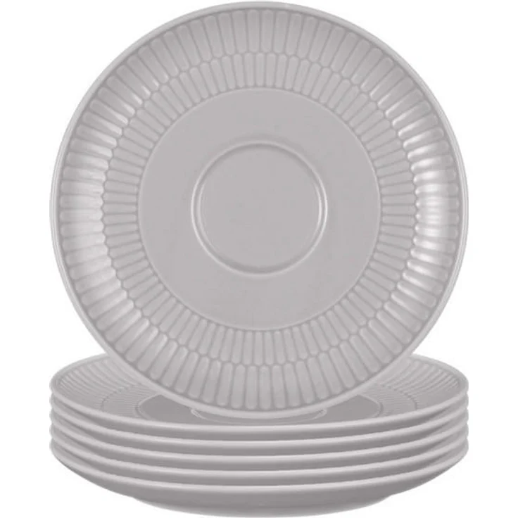 Seltmann Weiden Amina Kombi-Untertassen, grau, 6er Set, Ø 16 cm, spülmaschinen- und mikrowellengeeignet, Keramik