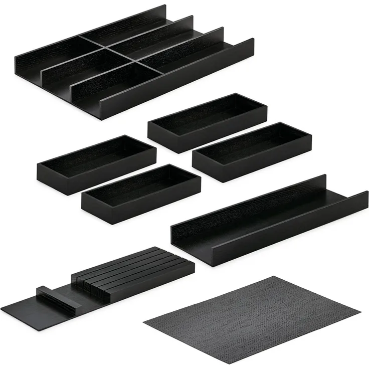 Modify Besteckeinsatz Set 1200, Esche schwarz / Besteckkasten-Set Holz