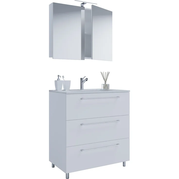 VCM Badmöbel Waschtisch Badinos 914354 Weiß H. 145 x B. 60 x 46 cm