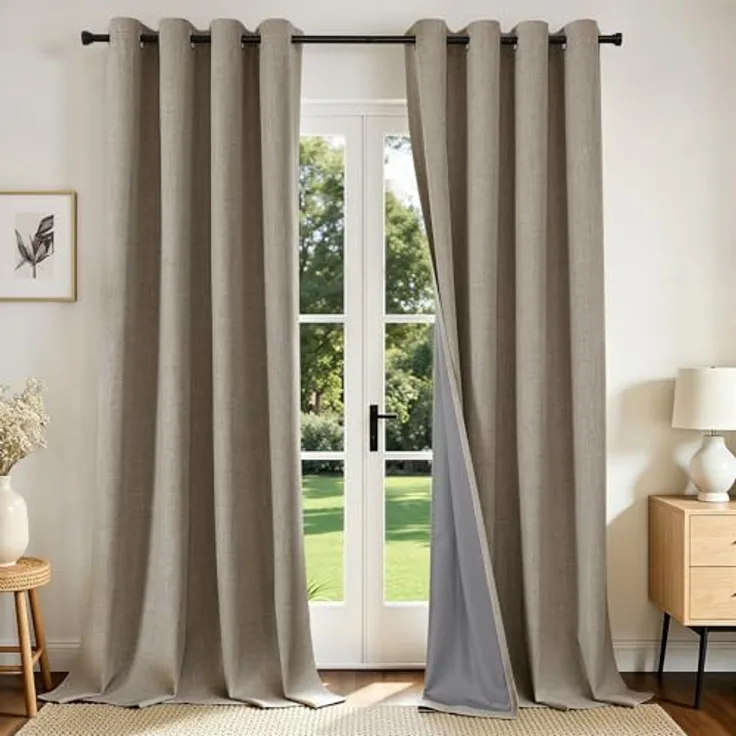 Joydeco Verdunkelungsvorhänge, 244 cm lang, 2 Paneele, Burgrot, Raumverdunkelungsvorhänge für Schlafzimmer, 100% verdunkelnde, strukturierte Thermovorhänge, Sichtschutz, 2 Paneele Set (B 132 x L 244