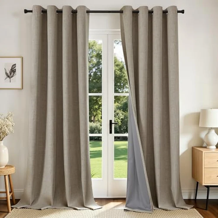 Joydeco Verdunkelungsvorhänge, 244 cm lang, 2 Paneele, Burgrot, Raumverdunkelungsvorhänge für Schlafzimmer, 100% verdunkelnde, strukturierte Thermovorhänge, Sichtschutz, 2 Paneele Set (B 132 x L 244 – Bild 1