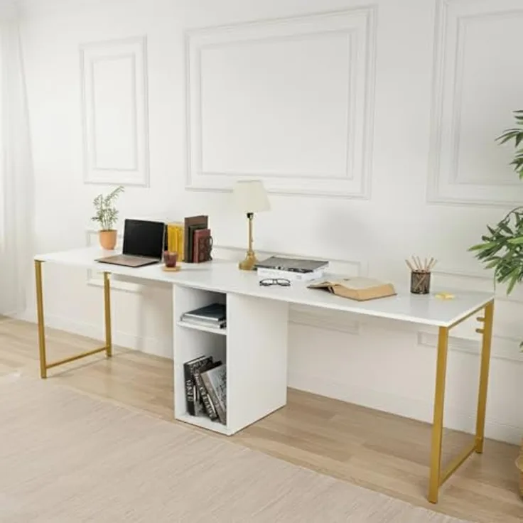 Dmora Schreibtisch Caprioli 240 x 60 x 74 cm Weiß, 1 Fach