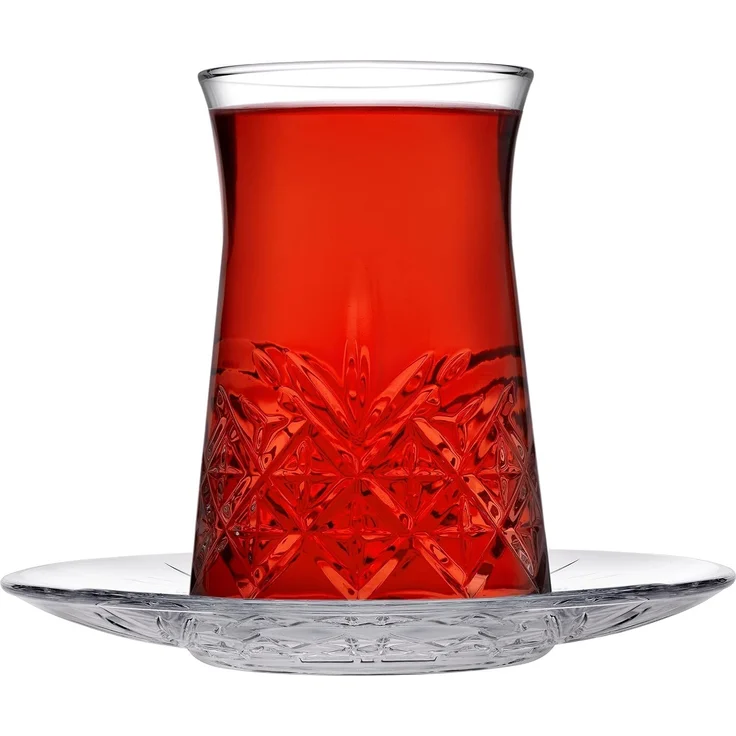 Pasabahce Timeless 96991 Teeglas Set 12 Teilig mit Untertassen 132ml aus Glas transparent – Bild 2