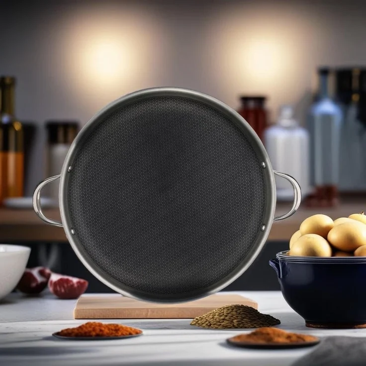 Paellapfanne Edelstahl 36 cm traditionelle Paella Pfanne Antihaft Wabenstruktur Induktion – Bild 5