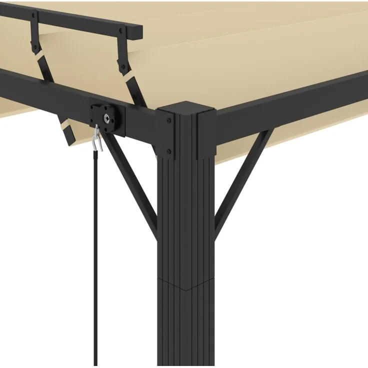 vidaXL Pergola mit Lamellendach 3x3 m Creme Stoff und Aluminium 313924 – Bild 5