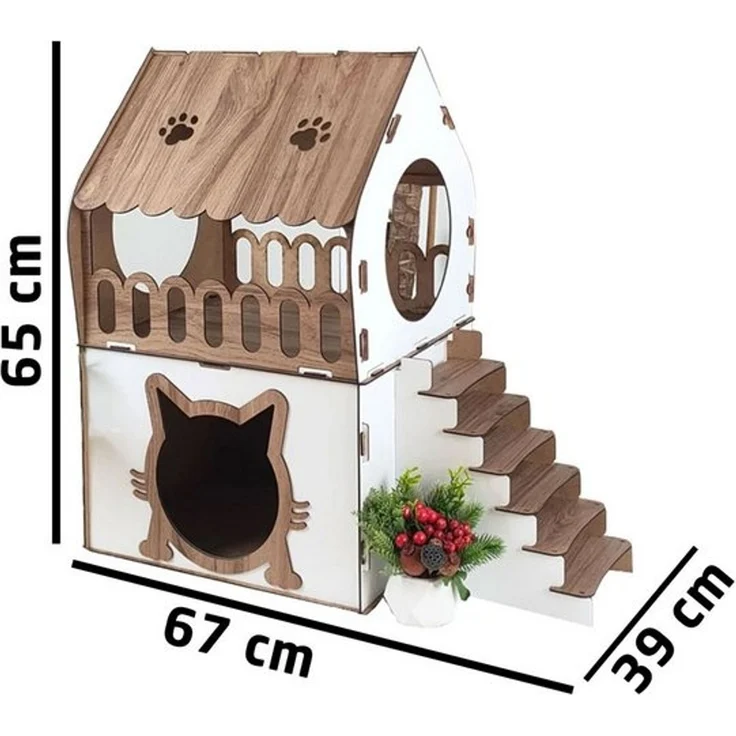 Jungengel Katzenliege XL Katzenhaus Katzenhäuschen Katzenhütte Stecksystem Katzenbett, 2-Stöckig, Einfache Montage, Bietet genügend Platz für eine Katze – Bild 4