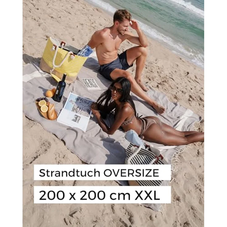furora HOLIDAY Strandtuch XXL groß 200x200 cm Strand Tuch, aus Baumwolle, Stranddecke, Vielseitig, schöne Farben, hochwertige Verarbeitung – Bild 5
