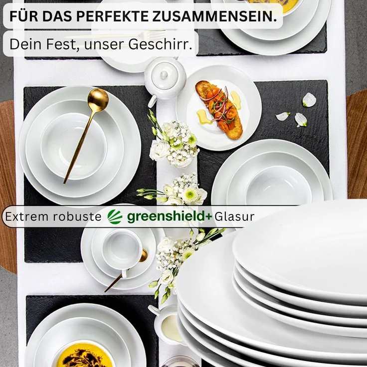 SÄNGER Porzellan Geschirrset New Port, Tafelservice 18 teilig für 6 Personen mit Müslischalen – Bild 3