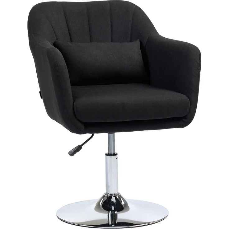 MELAYR, Drehstuhl, höhenverstellbarer Bürostuhl, leinenartiges Polyester, Metall, 60 x 60 x 79-91 cm, Schwarz