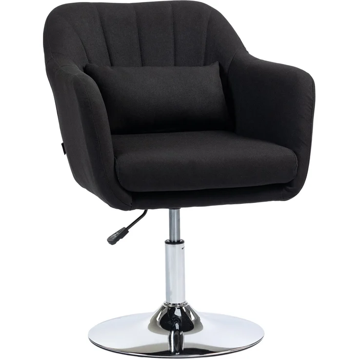 MELAYR, Drehstuhl, höhenverstellbarer Bürostuhl, leinenartiges Polyester, Metall, 60 x 60 x 79-91 cm, Schwarz – Bild 1