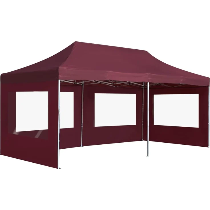 Profi-Partyzelt Faltbar, Gartenzelt mit Wänden Aluminium 6x3m Weinrot – Bild 3