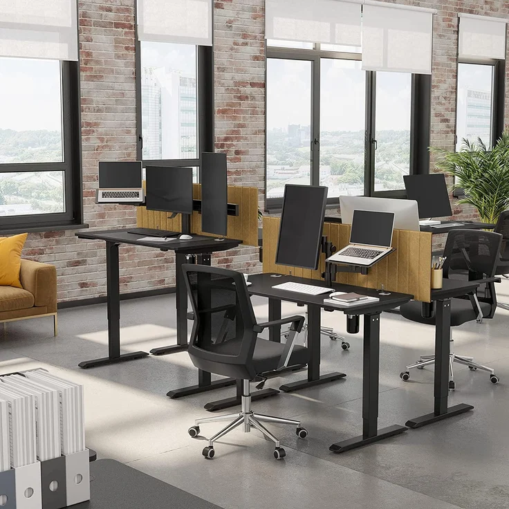 SONGMICS Höhenverstellbarer Schreibtisch elektrisch, Tischgestell, Schreibtischständer mit Motor, stufenlos verstellbar, 120 x 60 x (73-114) cm, Stahl, schwarz LSD011B02 – Bild 2