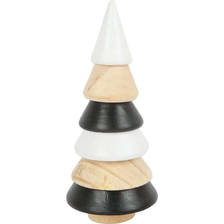 TrendLine Deko Holzbaum 19x8,5 cm schwarz weiß beige