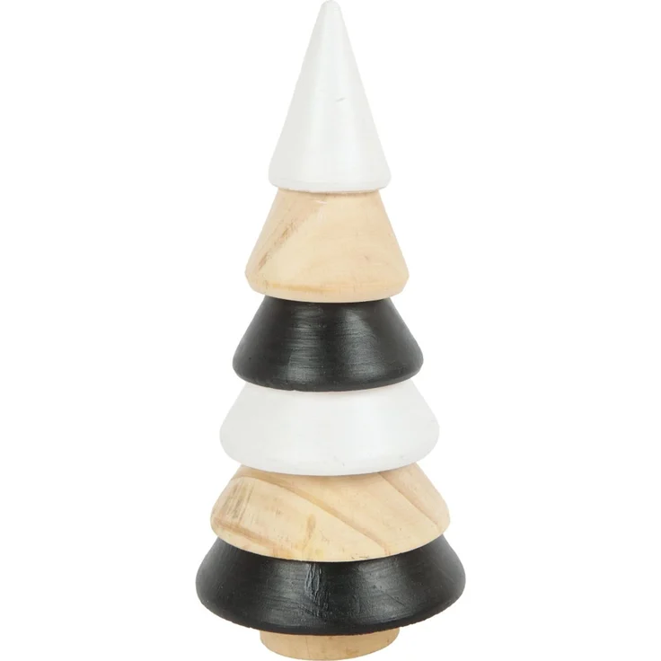 TrendLine Deko Holzbaum 19x8,5 cm schwarz weiß beige