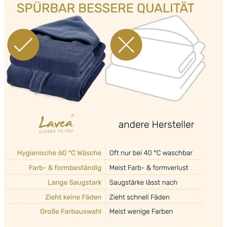 Lavea Saunatuch MEXICO Saunahandtuch 80×200 cm – optional mit Bademantel/Morgenmantel, Baumwolle (Set, 2-St), Hochwertiges Walkfrottier – Saunatuch oder Set mit Unisex-Bademantel – Bild 3