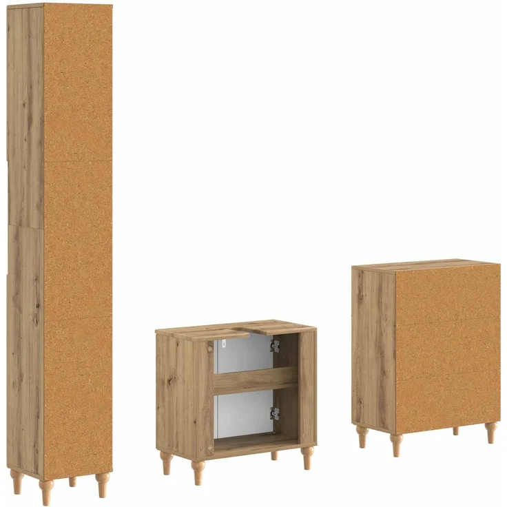 vidaXL 3-teiliges Badezimmer-Schranksystem ALKMAAR Artisan-Eiche 3417431 – Bild 6