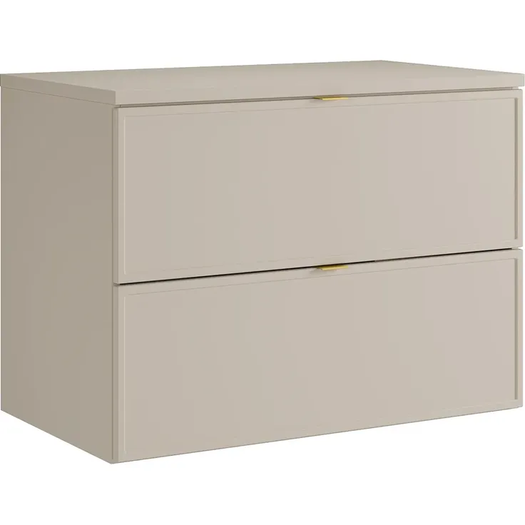Vente-unique - Hängender Waschtischunterschrank mit Ablageplatte – Beige – B80 cm – ONDIL