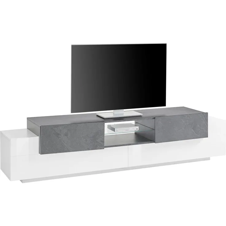 TV-Board >Catania< in Weiß-Hochglanz - 220x51x45cm (BxHxT)