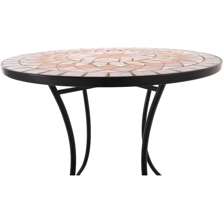 Raburg Gartentisch Mosaiktisch, Balkon- und Terrassentisch, 60 cm Ø, 72 cm hoch, Mayla (rund), liebevolle Handarbeit, Mosaikmuster, schwarzes Metallgestell – Bild 3