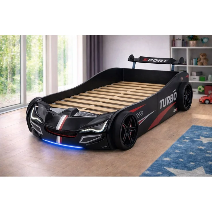 Aileenstore Autobett TURBO GTE (ohne Zubehör), Kinderbett 90x200, Lattenrost,LED,Unterbodenlicht,Sound,Fernbedienung – Bild 4