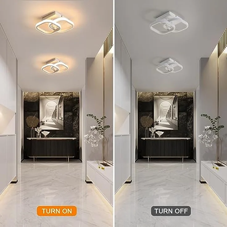 Goeco LED Deckenleuchte Innen Deckenlampen Flur, 22W 28 CM Quadratische Deckenlampe LED Innen 3000K Warmweißes Licht, Kreativ Lampen Deckenbeleuchtung für Schlafzimmer, Wohnzimmer, Küche, Weiß – Bild 5
