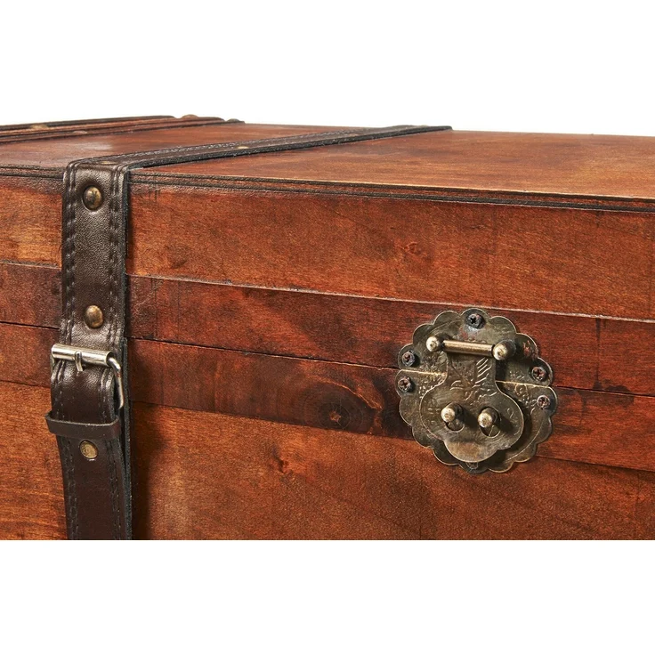 Kobolo Truhe Holztruhe TROVE – mit Metalldetails und Kunstlederverschluss (Stück, 1 St, Einzelstück), 70x35x38 cm – Bild 3