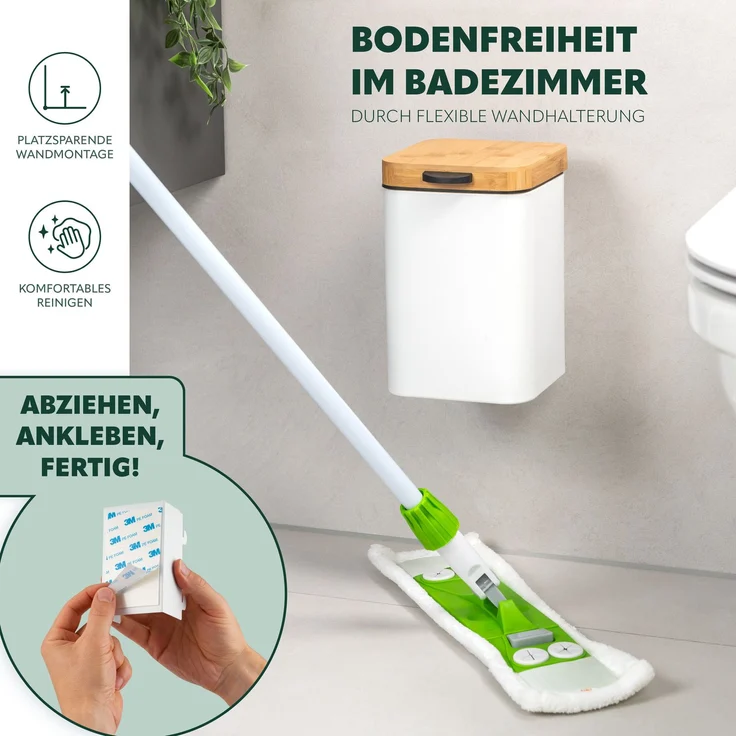 Wand-Kosmetikeimer 3 l, Badmülleimer 2-Wege-Montage, eckig, weiß – Bild 3