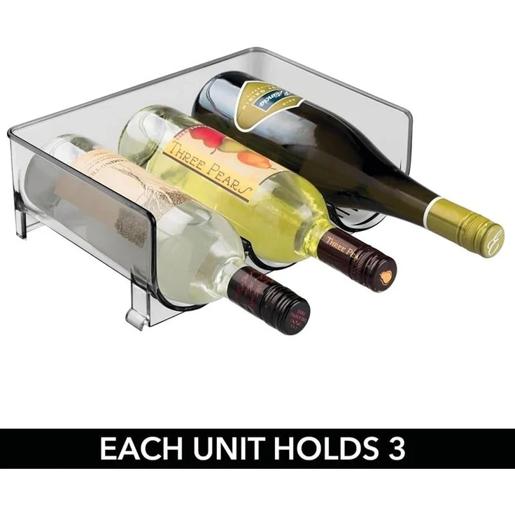 mDesign Weinregal Flaschnregal stapelbarbar 8er Set Kunststoff Grau Transparent – Bild 5
