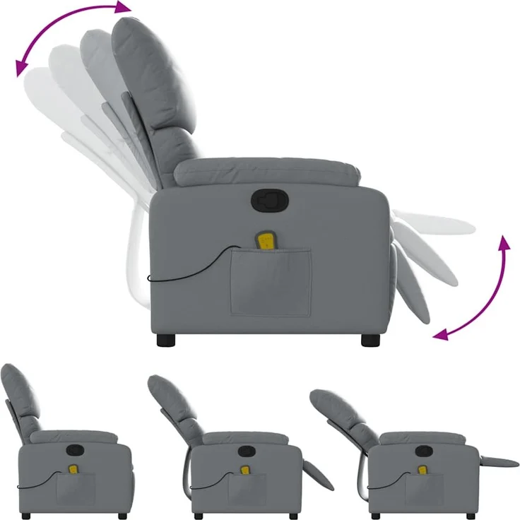 vidaXL Massagesessel Relaxsessel Grau Kunstleder 3205713 – Bild 4