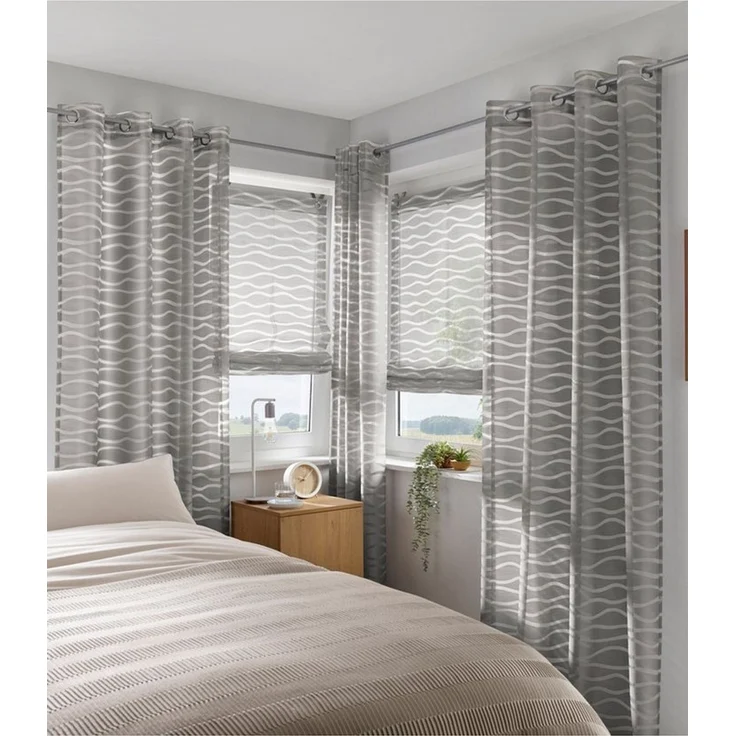Rollo Raffrollo, heine, halbtransparent, Ösen mit Fensterhaken – Bild 3
