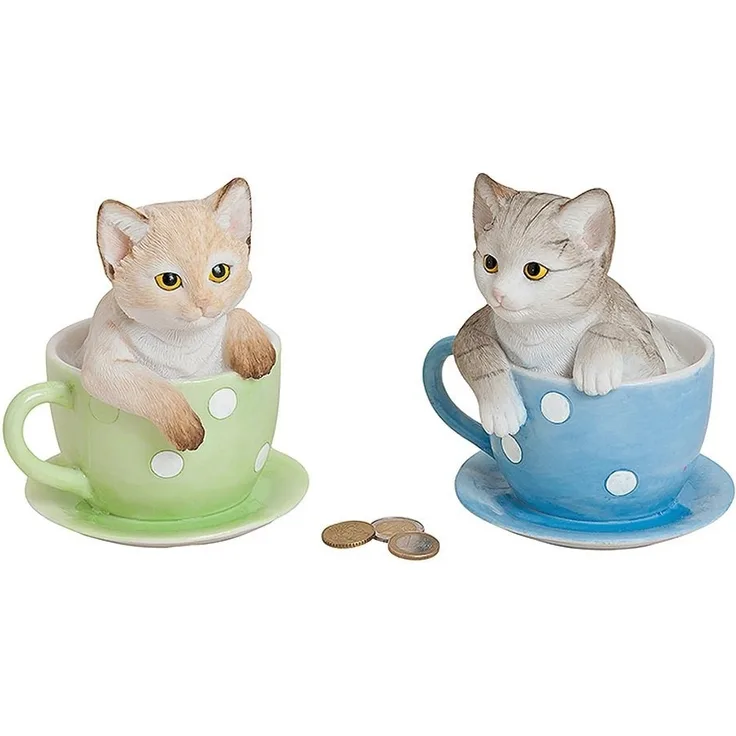 G. Wurm Spardose Spardose Katze in Tasse Sparbüchse Katze Tasse