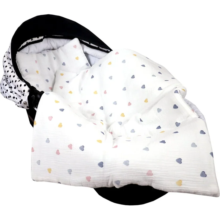 Babydecke BabyLux Babydecke Musselin Kinderwagendecke Kuscheldecke 75x60cm MPM, BabyLux, D4 Bunte Herzen MPM – Bild 5