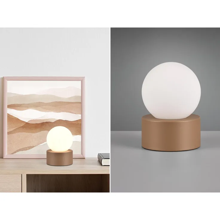 LED Tischleuchte mit Touch-Funktion, Glasschirm Weiß, Coffee, Höhe 17cm