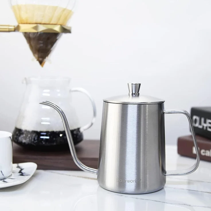 Gooseneck Pour Over Kaffeekessel mit Thermometer Edelstahl 304 600ml – Bild 5
